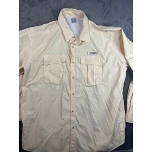 Columbia PFG Fishing Shirt XL‎ Vented Yellow Button Outdoor Hiking
